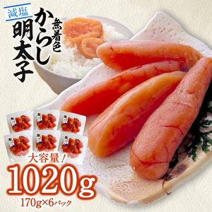 「減塩」無着色辛子明太子170g×6p　合計1020g！ _K05405