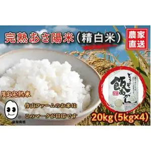 【白米】令和7年産 特別栽培米 ひとめぼれ 20kg CP030 完熟あさ陽米