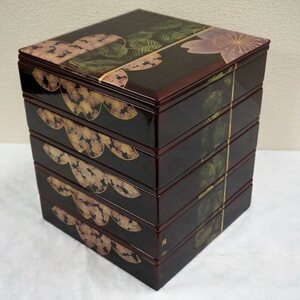 川連漆器 もてなし五段重ね会席 漆器 漆器 【山田漆器店】[F5607]