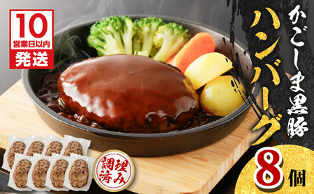 【10営業日以内に発送】鹿児島黒豚 ハンバーグ 8個入り K091-010 肉 豚肉 惣菜 総菜 冷凍 スピード配送 最短 すぐ届く お急ぎ