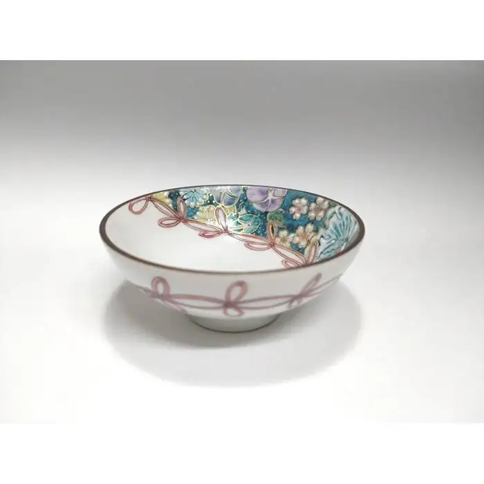平盃 結び花詰 青 九谷焼