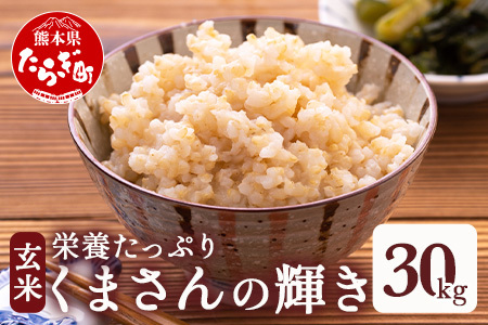 【令和7年産 玄米 】 多良木町産 『くまさんの輝き』 30kg 10月中旬～発送 玄米 熊本県 たらぎ お米 米 艶 粘り 甘み うま味 やわらか 熊本のお米 30キロ 044-0598