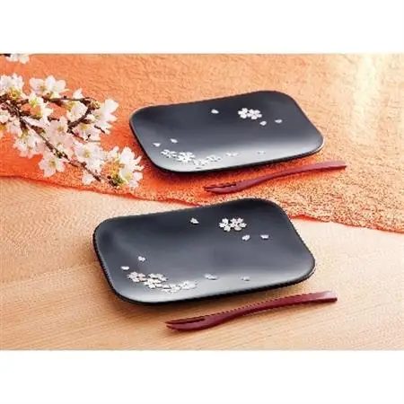高岡漆器　銘々皿　桜(青貝塗)_装飾品・工芸品     雑貨・日用品 皿・椀 食器 _【1237403】