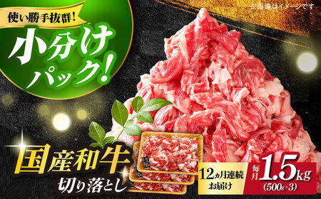 【全12回定期便】博多和牛切り落とし 1.5kg(500g×3p）肉 お肉 牛肉 赤身 [ABBP132] 