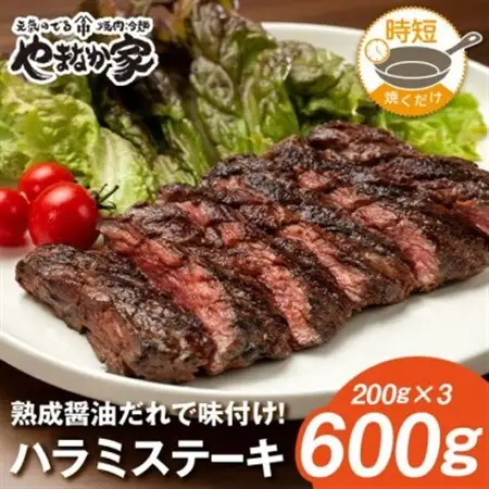 プレミアム極厚ハラミステーキ【熟成醤油だれ】600g (K2-026)_肉 ステーキ 牛肉 ビーフステーキ_【配送不可地域：離島】【1405440】