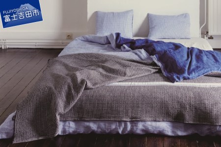 ラムワッフルブランケット（グレー）テンジンファクトリー製 寝具 リネン ブランケット ワッフル 毛糸 