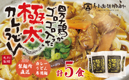 26-185．四万十鶏がゴロゴロ入った極太カレーうどん　５食セット