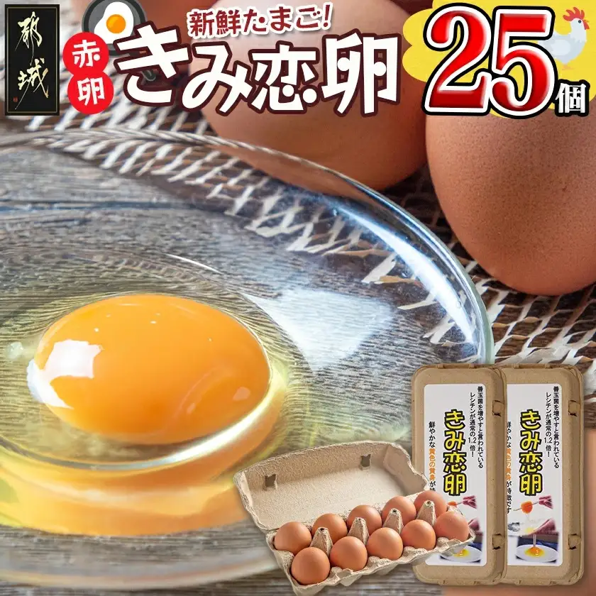 新鮮赤卵「きみ恋卵」25個〔LF-29-011-25〕_(都城市) 赤卵 きみ恋卵 Ｍサイズ 25個 30個 卵かけご飯 ゆで卵 お菓子作り