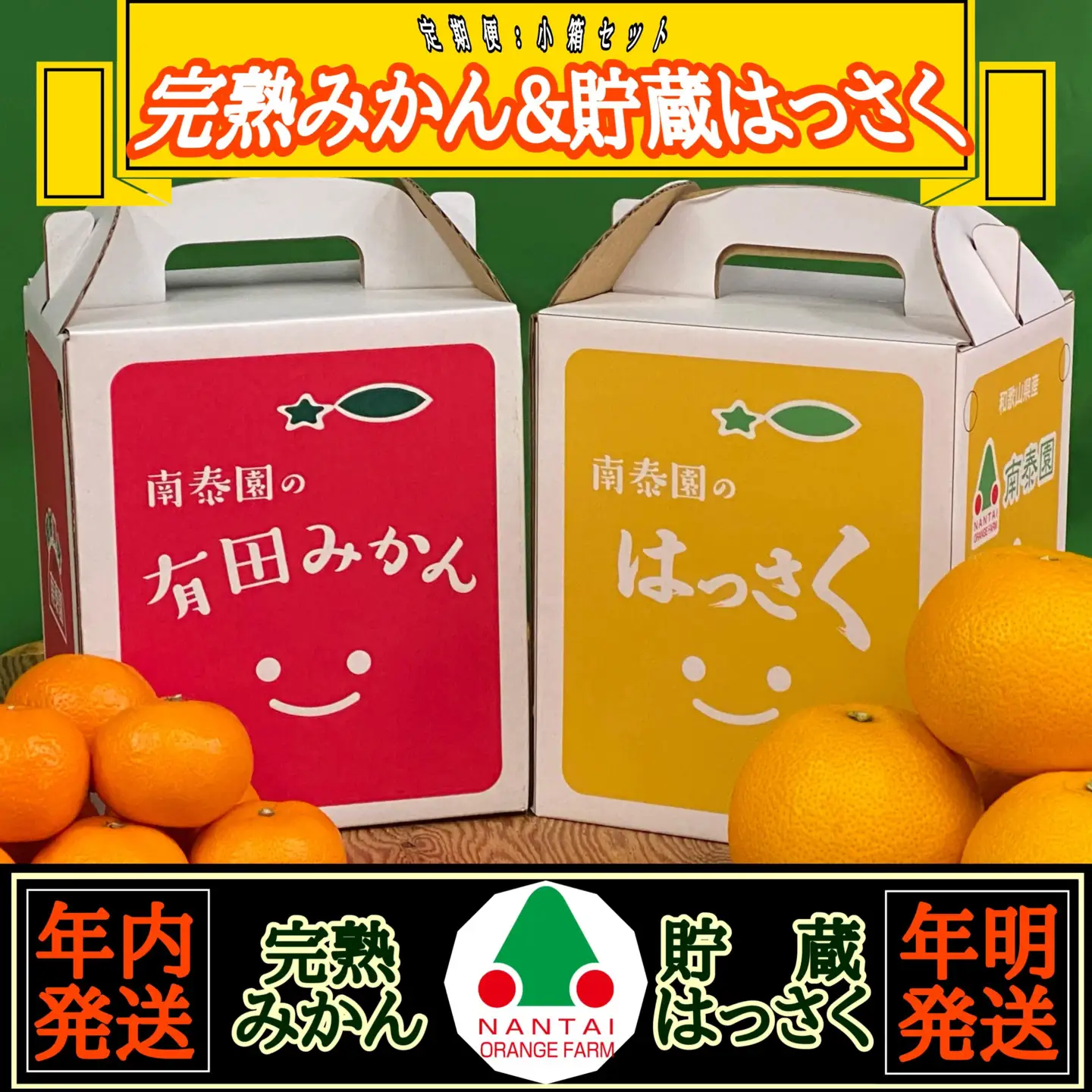 《みかんは年内発送》定期便 手さげ箱 セット 完熟早生 有田みかん ＆ はっさく 全2回 南泰園