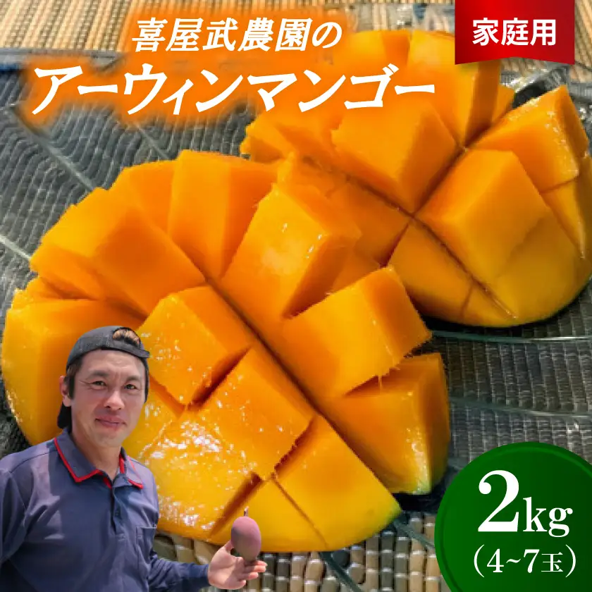 【2027年6月中旬から順次発送・家庭用】喜屋武農園のアーウィンマンゴー2kg(4～7玉)【配送不可地域：離島】【1439660】
