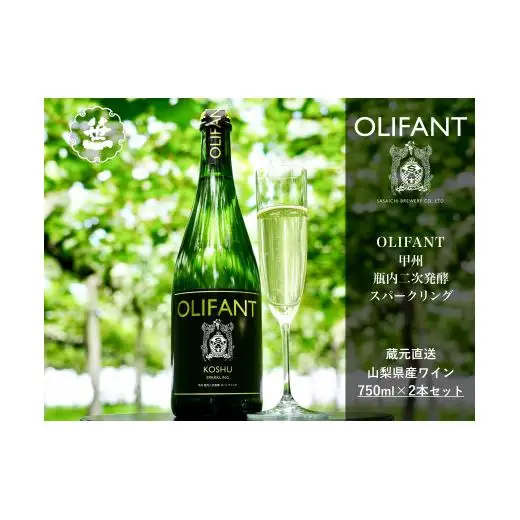 【山梨ワイン】蔵元直送「OLIFANT甲州瓶内二次発酵スパークリング750ml×2本セット」