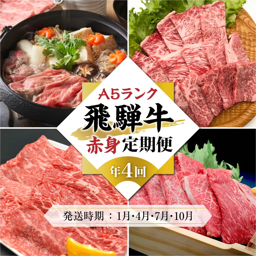 A5等級 飛騨牛  定期便 4回  【1月・4月・7月・10月】HF104 牛肉 定期便