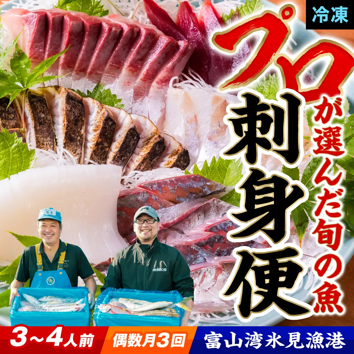 【偶数月 全3回 定期便】氷見漁港 海鮮刺身セット | 詰め合わせ 冷凍 刺身