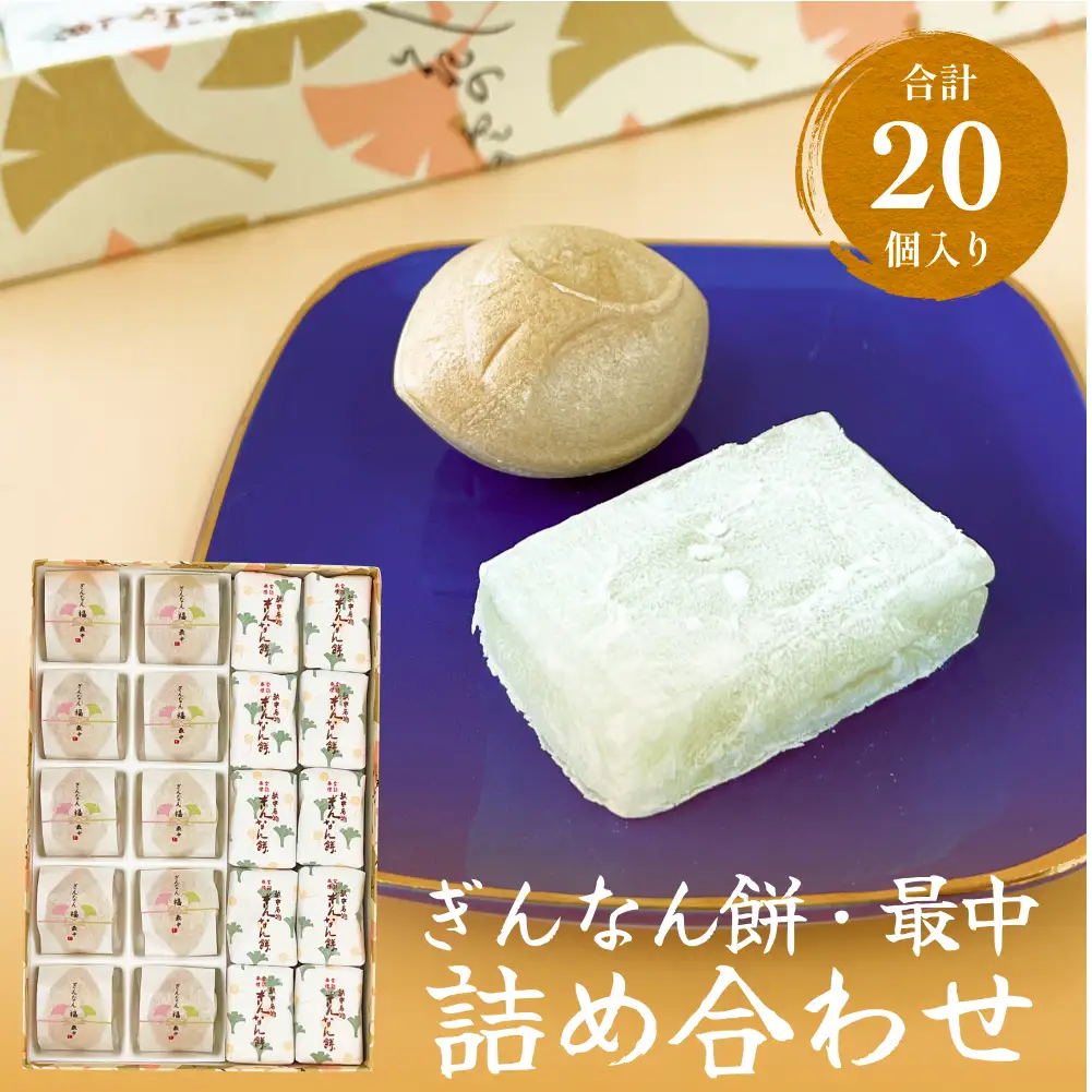 和菓子詰め合わせ2種（餅、最中）セット ぎんなん餅本舗おがや 富山県 氷見市 和菓子 銀杏 餅 最中 お茶請け 詰め合わせ 冠婚葬祭 ギフト プレゼント 和菓子詰め合わせ