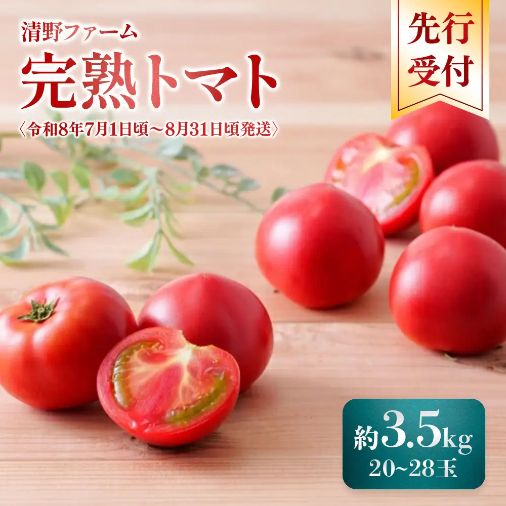《先行受付》清野ファームの完熟トマト 20～28玉（約3.5kg）【令和8年7月1日頃～8月31日頃発送】【1800102】