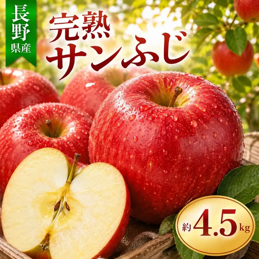 りんご 完熟 サンふじ 約4.5kg （りんご・リンゴ・林檎）【011-08】 