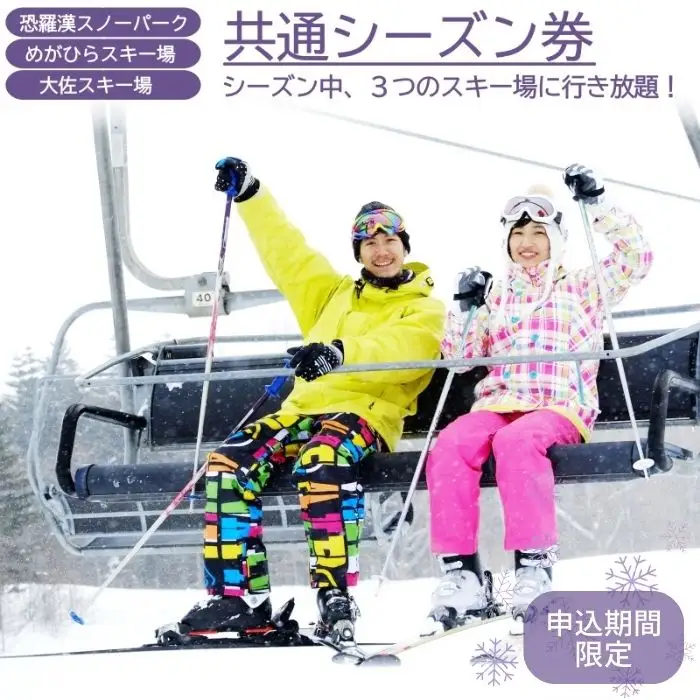 《期間限定》【芸北高原大佐スキー場・恐羅漢スノーパーク・めがひらスキー場】共通シーズン券 2026-2027（大人全日）1枚_HI048_002