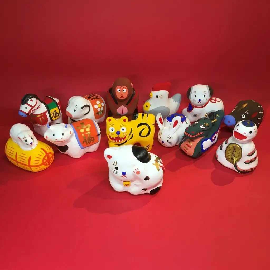 【伝統工芸品】ミニチュアサイズ 干支 12干支セット［大］13体 人形 民芸品 伝統技術 キャラクター ミニチュアサイズ干支 