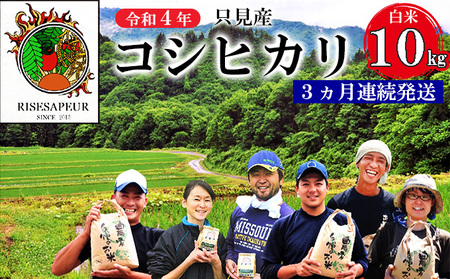 【かりやす農園】令和4年　只見産　コシヒカリ　白米　10kg　3ヵ月連続発送（合計30kg） お米 ライス 精米 ブランド米 ご飯 炭水化物 毎食 食卓 主食 おにぎり 