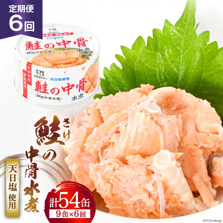 6回 定期便 缶詰 鮭の中骨水煮170g 総計54缶(9缶×6回 毎月) 《長期保存可能》 
