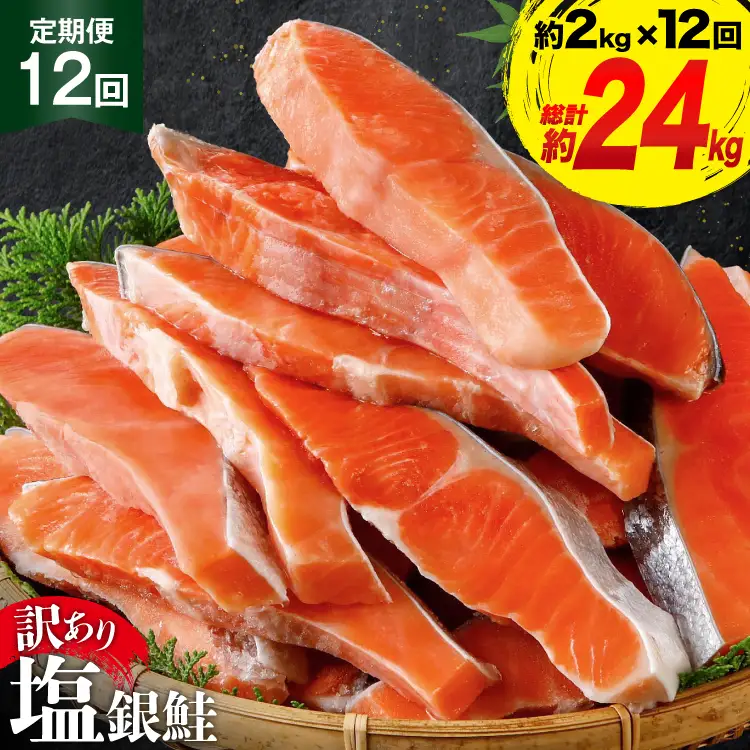 定期便 《12ヶ月連続お届け》 訳あり 銀鮭 切身 約2kg×12回 計24kg 