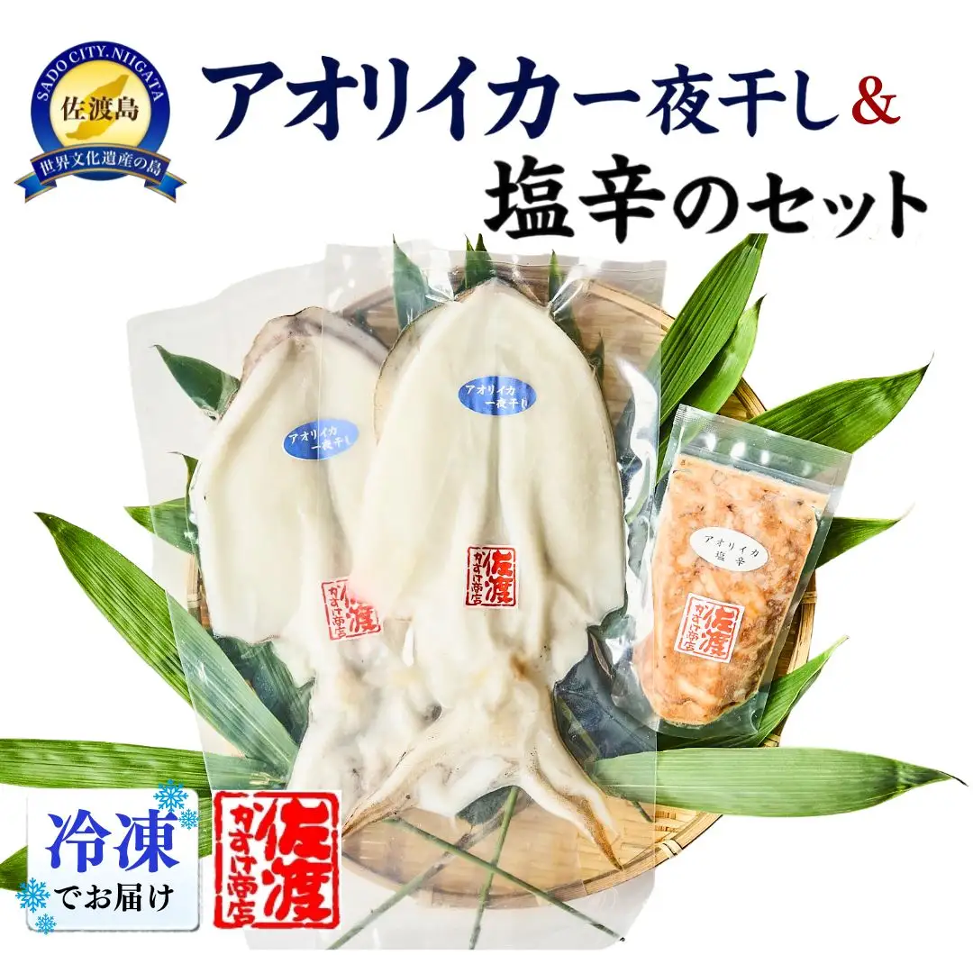 佐渡産 アオリイカ一夜干し1～3袋&塩辛1袋のセット
