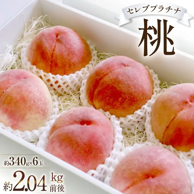 【2026年発送】桃 山梨 セレブ プラチナ 約 340g 6玉 約 2.04kg