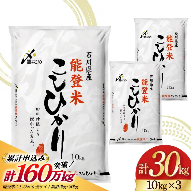 米 令和7年 能登米 こしひかり 精米 30kg