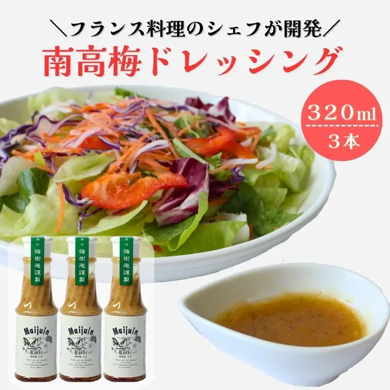 南高梅ドレッシング3本セット / 龍神村 野菜 サラダ 調味料 冷蔵 ギフト お取り寄せ 和歌山県 田辺市 【mei002】