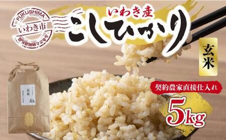 【契約農家直接仕入れ米】福島県いわき市産「コシヒカリ」玄米5kg（おいしい炊き方ガイド付き）