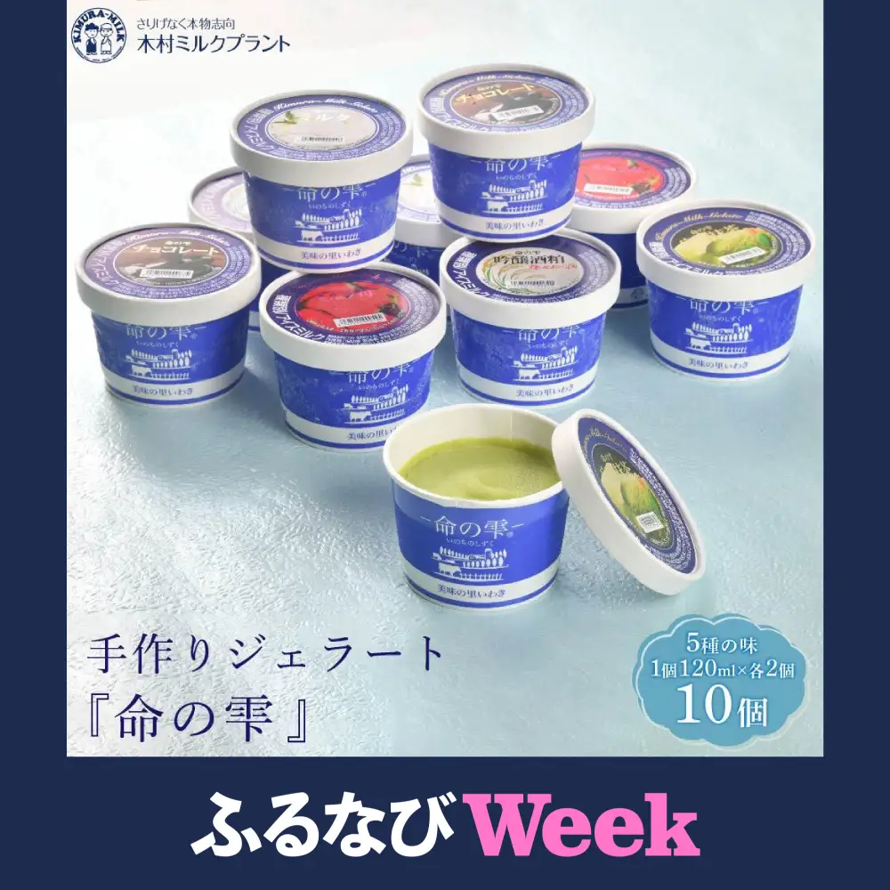 【ふるなびWEEK対象】木村ミルク 命の雫 手作りジェラート 10個