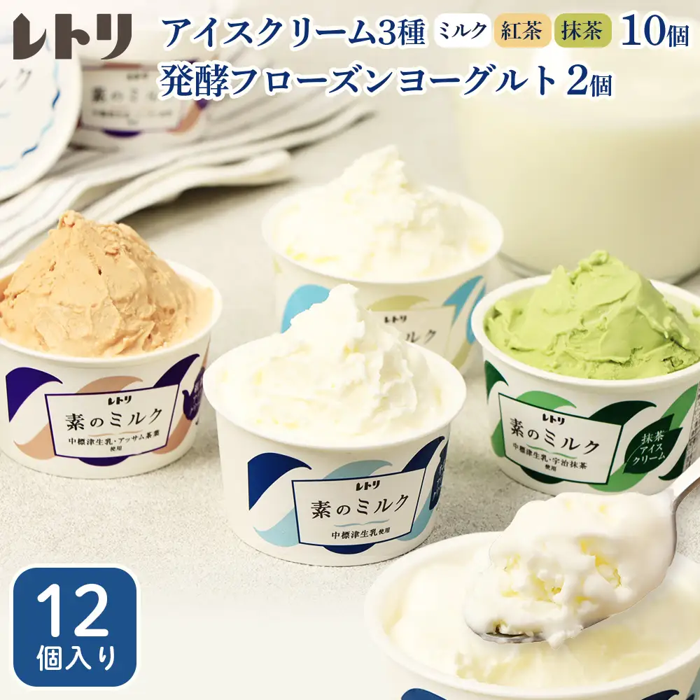 アイスクリーム10個(ミルク・紅茶・抹茶の3種)とフローズンヨーグルト×2個セット【1103903】