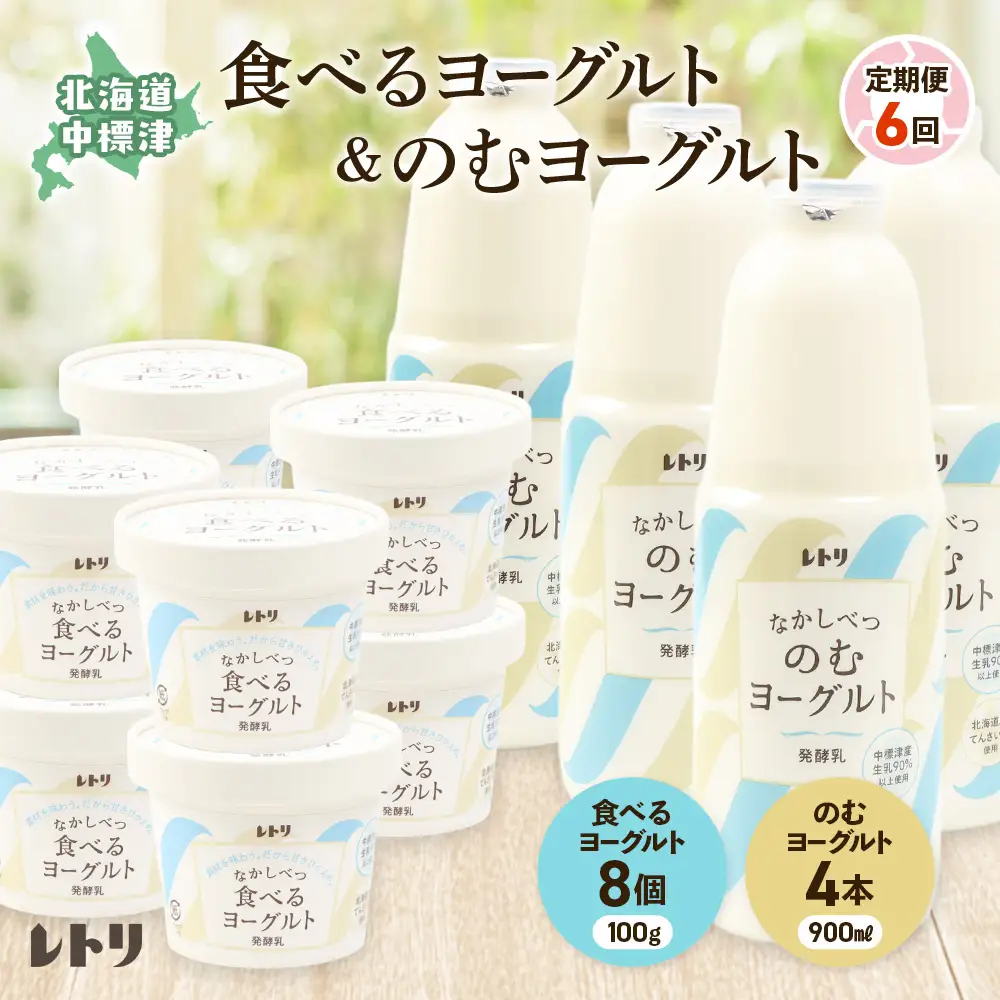 【定期便：全6回】北海道 のむヨーグルト900ml×4本と食べるヨーグルト×8個セット【1110103】