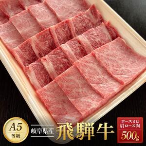 飛騨牛Ａ5 焼肉用 500ｇ ロース 又は 肩ロース 肉 ｜国産 肉 牛肉 焼肉 和牛 黒毛和牛 グルメ A5等級 おすすめ AD115【飛騨牛 和牛ブランド 飛騨牛 黒毛和牛 飛騨牛 岐阜 大野町 飛騨牛】
