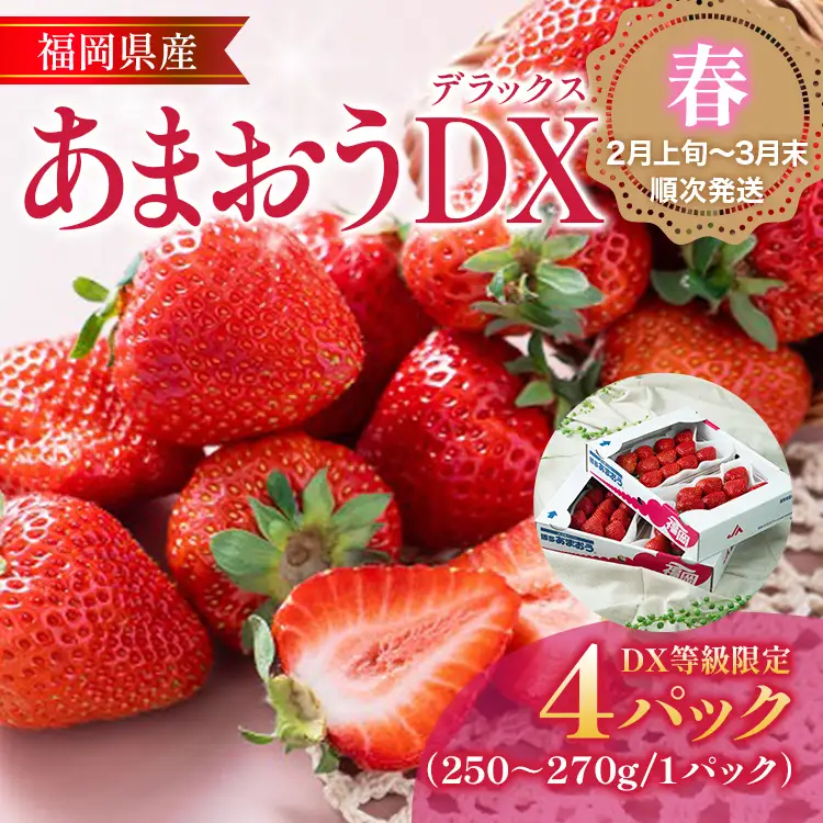 福岡産【春】あまおうDX（デラックス）4パック いちご 苺 果物 フルーツ 九州産 福岡県産 冷蔵 送料無料 【2月上旬発送開始予定】 イチゴ フルーツ 果物 くだもの ブランド 国産 甘味 果汁