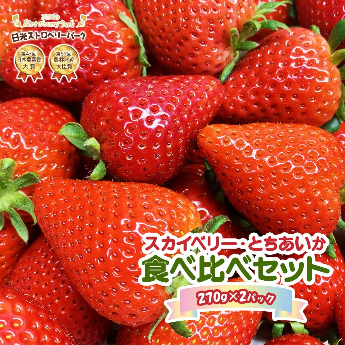 [先行予約]『スカイベリー』＆『とちあいか』食べ比べセット 270g×2パック (粒の大きさお任せ／大粒から中粒厳選) [2027年1月上旬より順次発送] [1031]