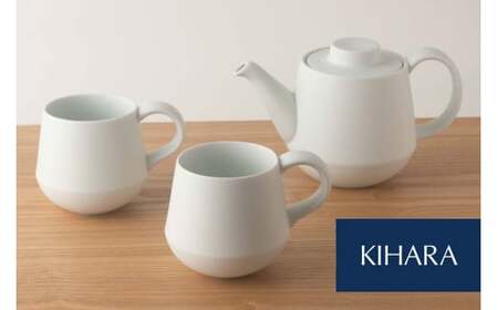 【雪のような質感のティーセット】 SOJI ポット ＆ マグカップペア【KIHARA】有田焼 食器 うつわ 器 2人用 3点セット カフェ セット カップ シンプル かわいい 紅茶 食洗機対応 キハラ av003