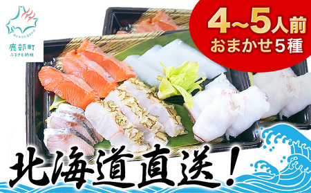 【2026年9月下旬発送】北海道産 旬のお刺身＜5種＞盛り合わせセット 約500g 約4～5人前 ほたて さくらます ほっけ いか たこ にしん つぶ貝 等