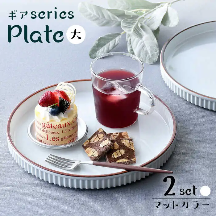 【波佐見焼】【ギアシリーズ】マットカラープレート（大）2枚セット（ホワイト２枚）食器 皿【大新窯】[DC127] 波佐見焼