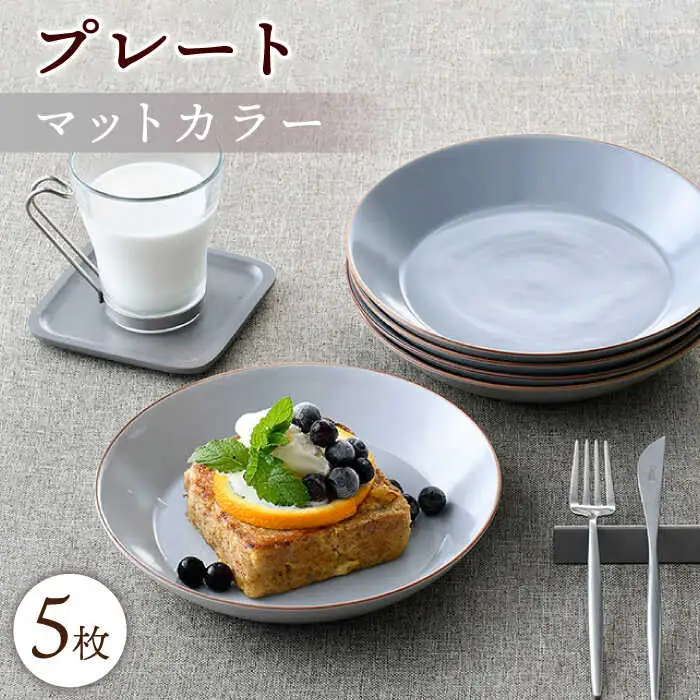 【波佐見焼】マットカラープレート5枚セット（グレー）食器 皿【大新窯】[DC140] 波佐見焼