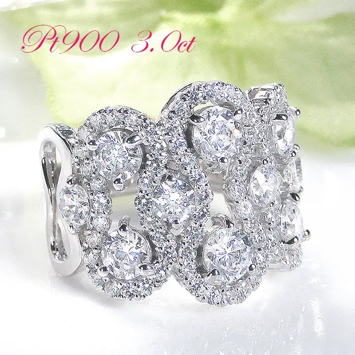 400-9-2 指輪 PT900 プラチナ ダイヤモンド 計3.0ct ボリューム ドット もこもこ 幅広 リング【f242-pt】 ALPAZ012