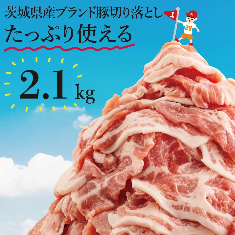 【数量限定】リピーター続出！茨城県産ブランド豚切り落とし2.1kg (300g×7p)肉 豚肉 切り落とし こま切れ 小分け 訳あり 真空 真空パック 冷凍 国産 茨城県産 産地直送 肩ロース ウデ モモ バラ 高評価 人気 内田本店 茨城県 水戸市（EC-4_1）