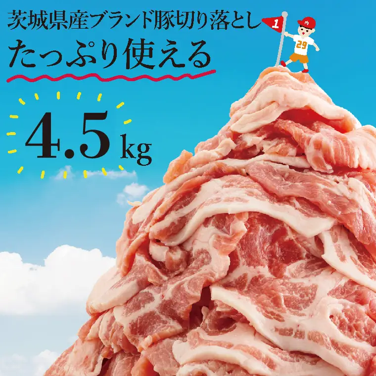 【数量限定】リピーター続出！茨城県ブランド豚切り落とし4.5kg (300g×15p)肉 豚肉 切り落とし こま切れ 小分け 訳あり 真空 真空パック 冷凍 国産 茨城県産 産地直送 肩ロース ウデ モモ バラ 高評価 人気 内田本店 茨城県 水戸市（EC-104）
