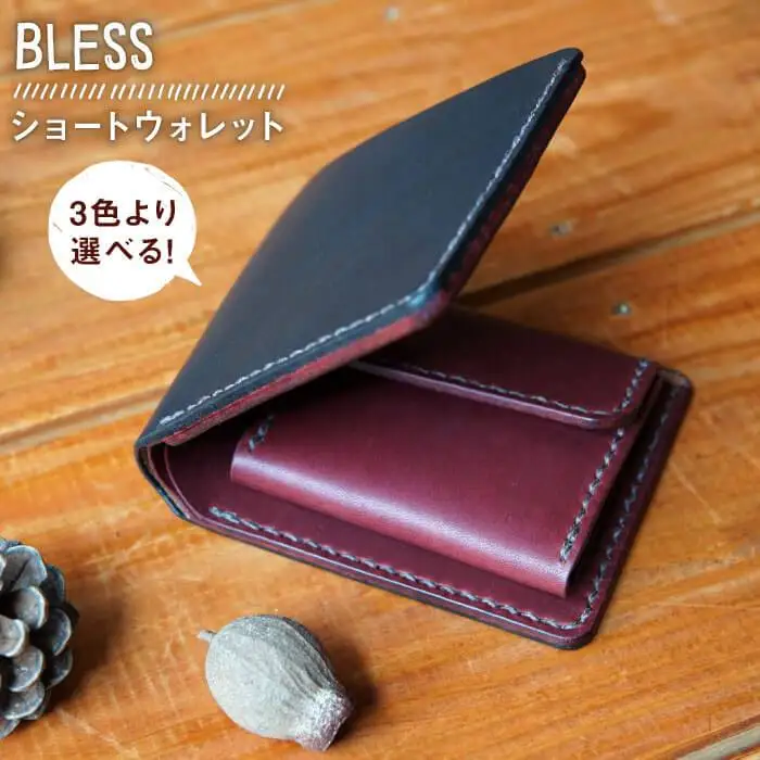 【手縫いの本革製品】ショート ウォレット 財布 本革《糸島》【BLESS】 [AAA019]