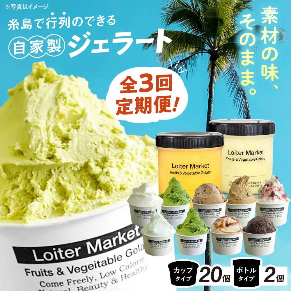 【全3回定期便】 ジェラート カップ 10個 ボトル 2個 アイス ジェラートセット [AGD010]