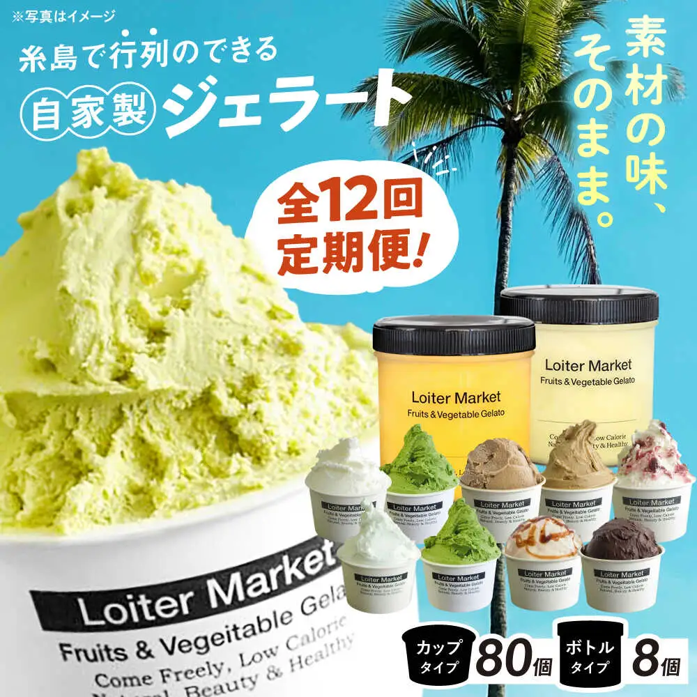 【全12回定期便】 ジェラート カップ 10個 ボトル 2個 アイス ジェラートセット [AGD012]
