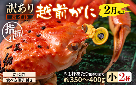 【2月発送】【先行予約】【訳あり】茹で越前がに（小）2杯 やまに仕込み [D-4306_02]