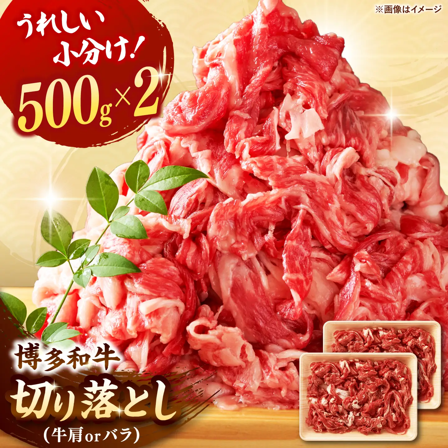 博多和牛 切り落とし 1000g [500g×2] 桂川町/株式会社 MEAT PLUS [ADAQ006] 