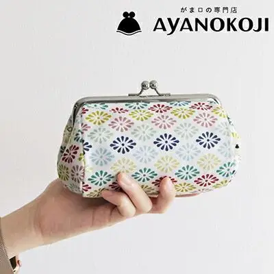 【AYANOKOJI】TAWARA型がま口コスメポーチ 中サイズ(京都菊菱 白)| がま口専門店 雑貨 人気ブランド