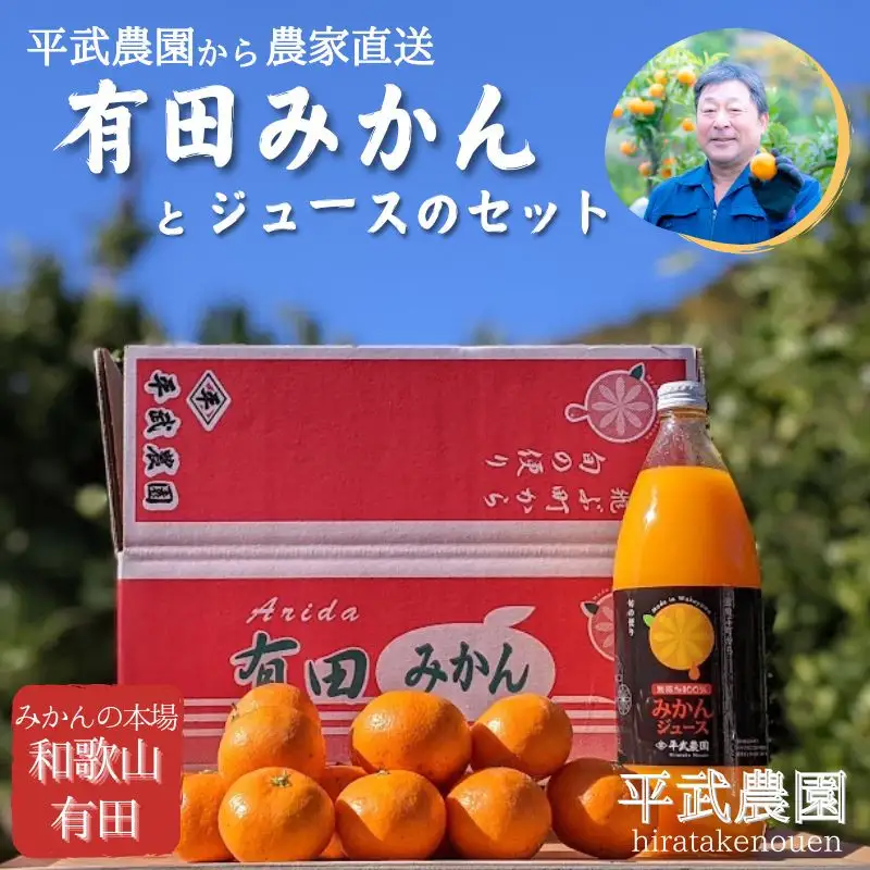 農家直送！有田みかん（約8kg 2Sサイズ（小玉）秀品）とジュースのセット 平武農園 ～蛍飛ぶ町から旬の便り～